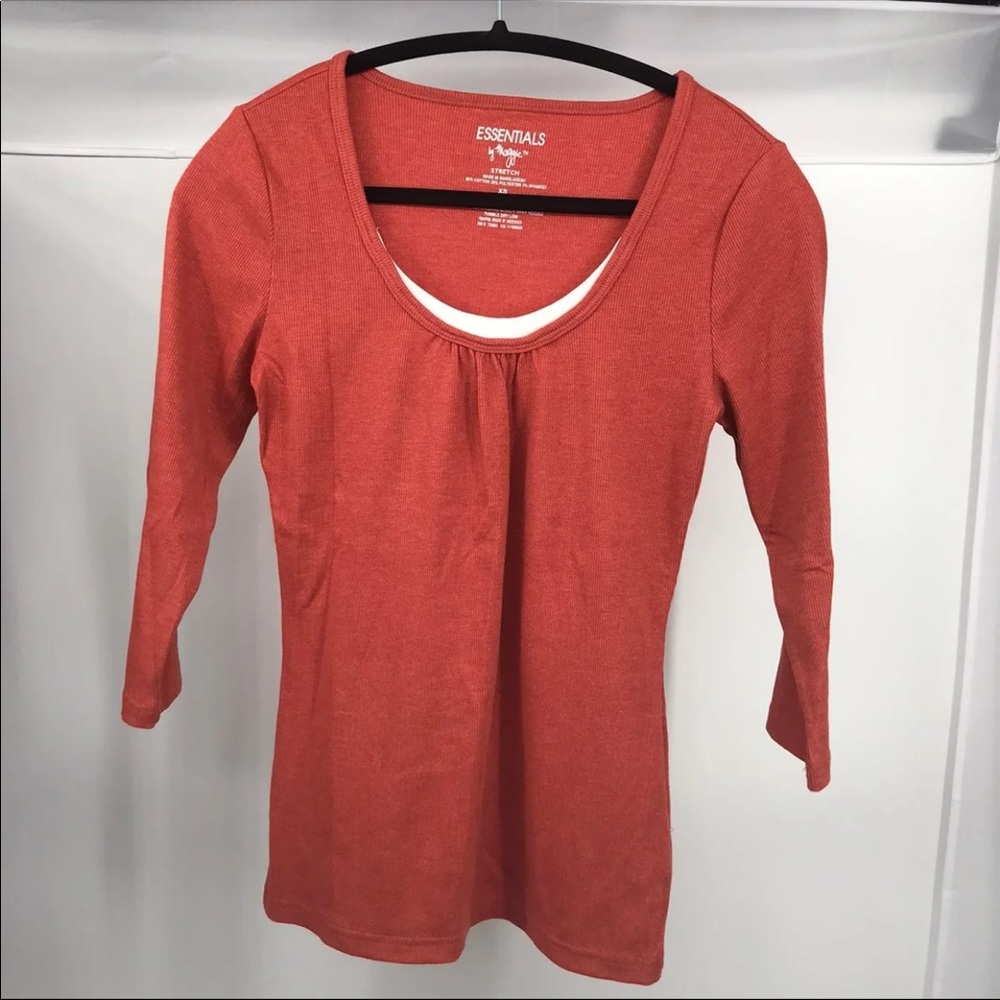 NEW Rust 3/4 Sleeve Stretch Shirt Top XS